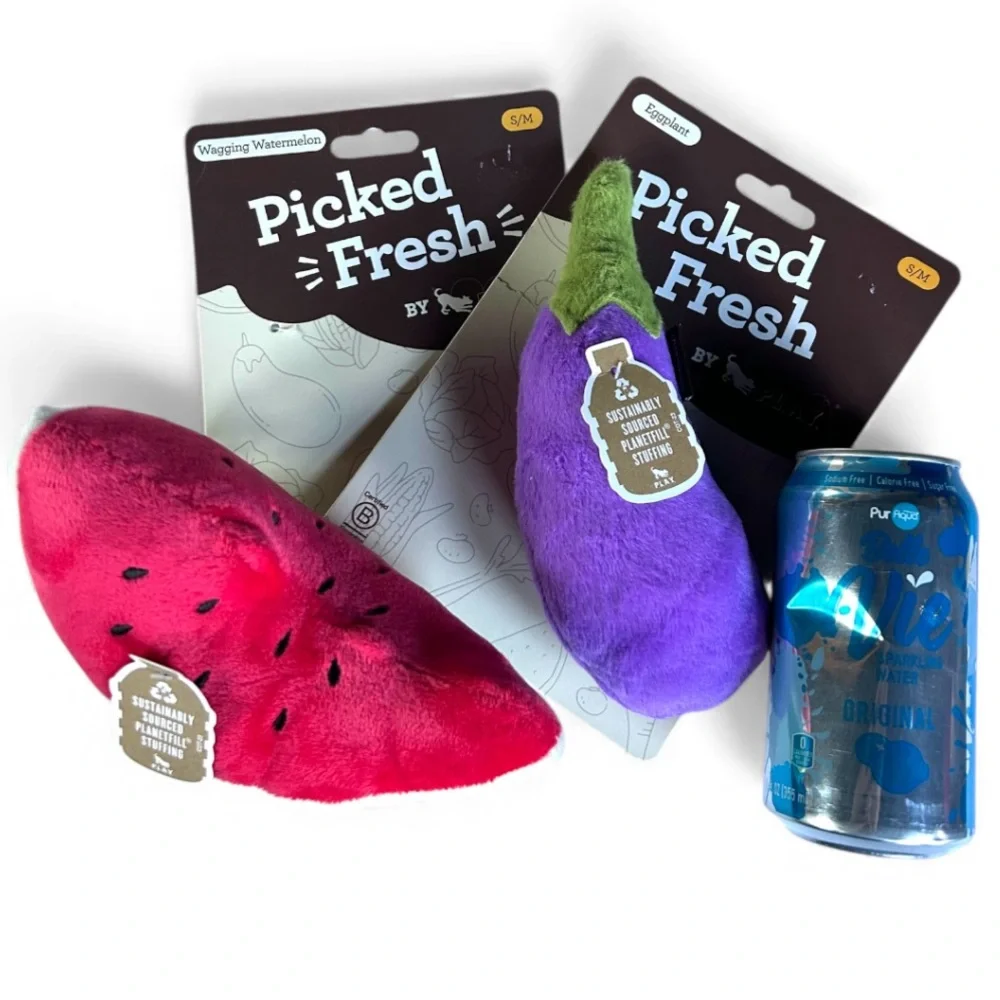 New watermelon eggplant squeaky crinkle dog toys